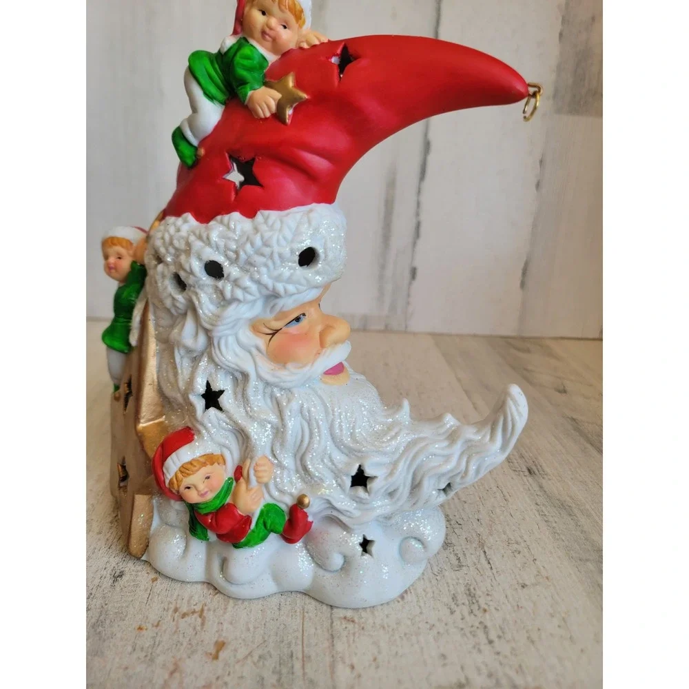 Crescent moon tea light candle holder elf star ceramic ornament hanger home